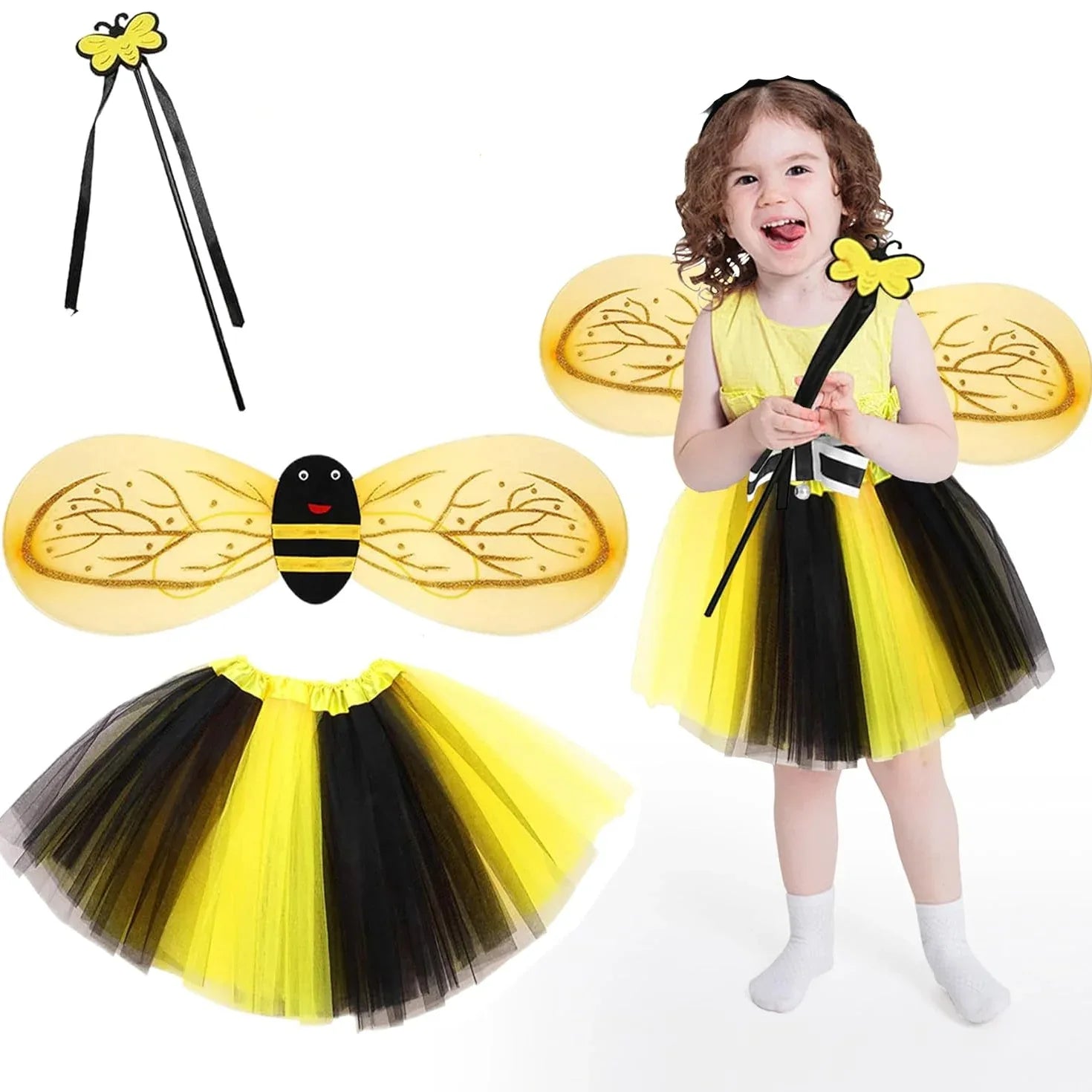 Kids Bee Costume Set with Tutu, Wings, Wand - Gomix Brands Outlet